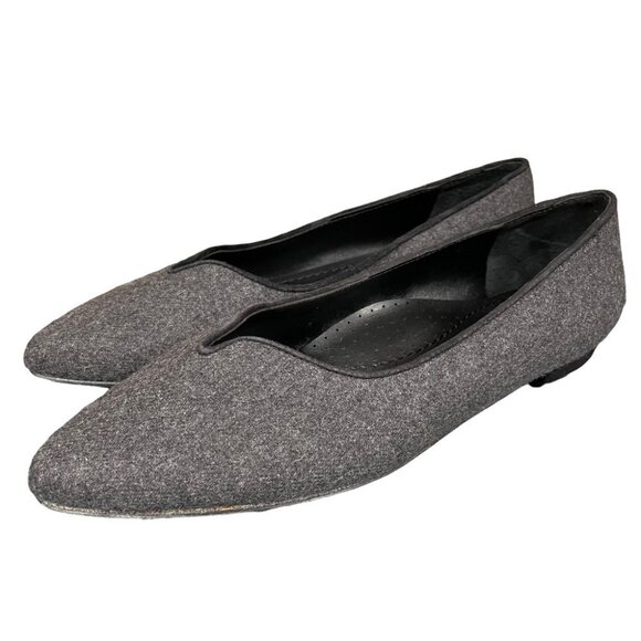 Vaneli Women's Ganet Pointed Toe Grey Flats Felt Leather Italian Made Sz 8 Wide - Picture 3 of 14